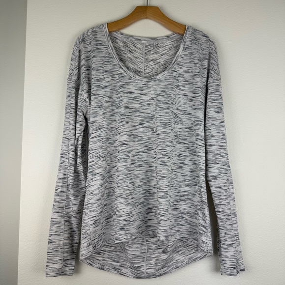 Lululemon Meant To Move Long Sleeve Shirts Tiger Space Dye Black White Womens 10 - Picture 2 of 11